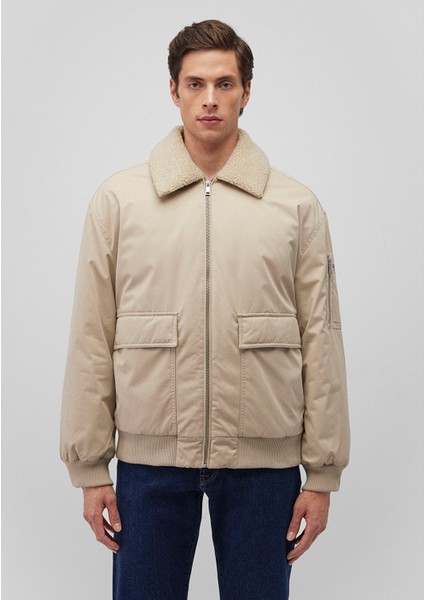 Dik Yaka Bej Bomber Ceket 0110465-86559