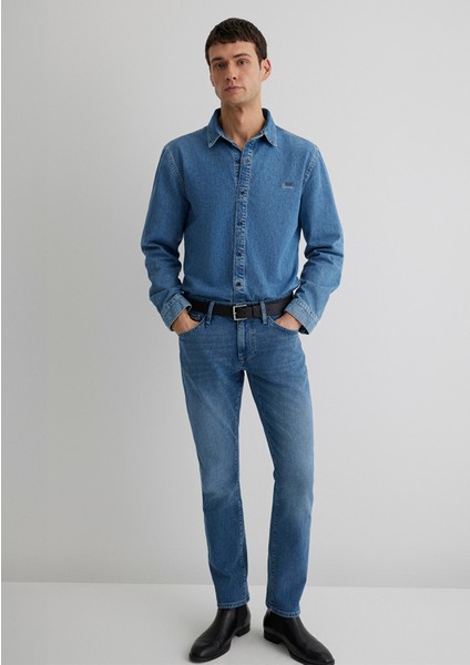 Roy Lux Black Puslu Açık Mavi Jean Gömlek 0210496-87937