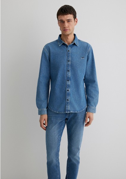 Roy Lux Black Puslu Açık Mavi Jean Gömlek 0210496-87937