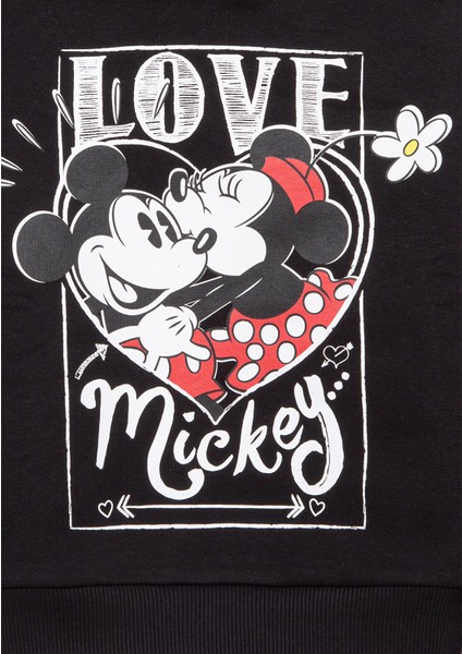 Minnie Mouse Baskılı Siyah Sweatshirt 7S10082-900