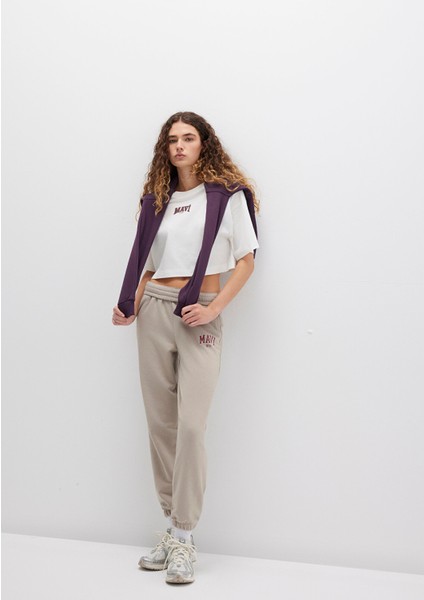 Mavi Logo Baskılı Bej Eşofman Altı 1010757-70112