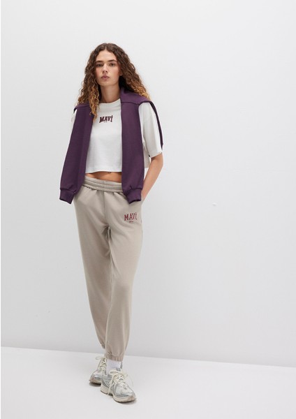 Mavi Logo Baskılı Bej Eşofman Altı 1010757-70112