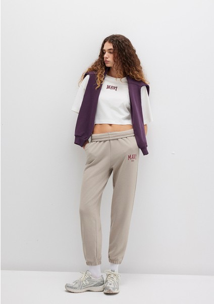 Mavi Logo Baskılı Bej Eşofman Altı 1010757-70112