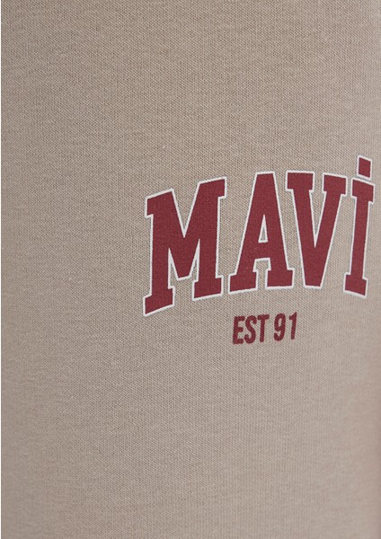 Mavi Logo Baskılı Bej Eşofman Altı 1010757-70112