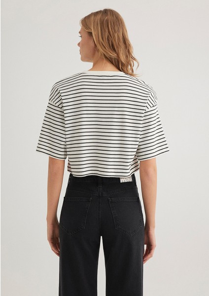 Çizgili Crop Tişört 1612700-85308