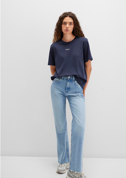 Mavi Logo Baskılı İnterlok Lacivert Tişört 1612829-85315