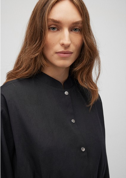 Siyah Tencel TM Lyocell Crop Ceket Gömlek 1210857-900
