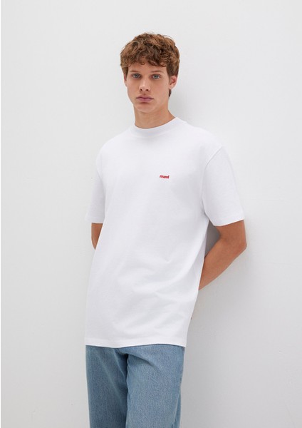 Mavi Logo Baskılı Beyaz Basic Tişört 0612216-620