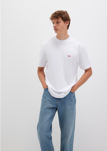 Mavi Logo Baskılı Beyaz Basic Tişört 0612216-620