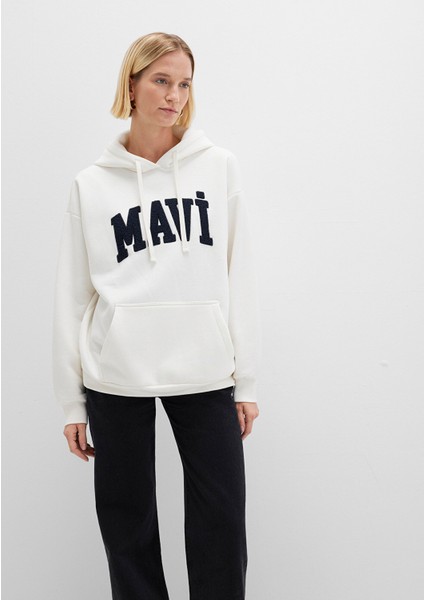 Mavi Logo Patchli Beyaz Sweatshirt 1S10175-80194