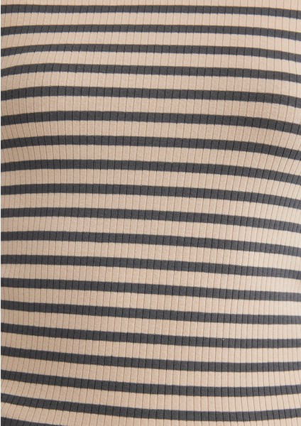 Çizgili Bej Tişört 1612648-88032