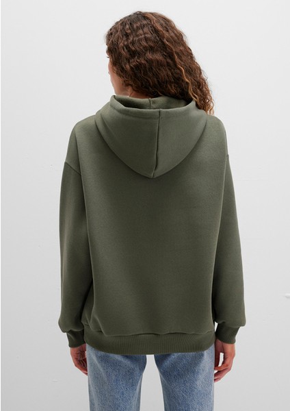 Mavi Logo Baskılı Kapüşonlu Haki Sweatshirt 1600361-71581