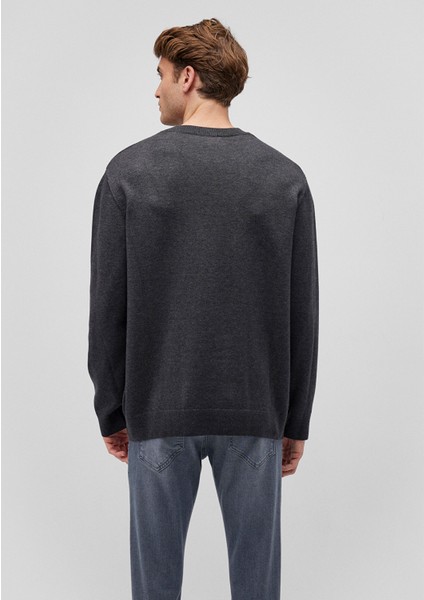 Bisiklet Yaka Gri Kazak 0710257-80024