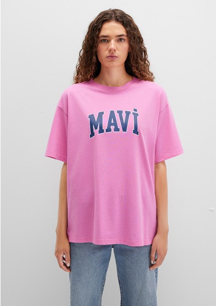 Mavi Logo Baskılı Pembe Tişört 1600843-71033