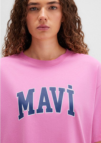 Mavi Logo Baskılı Pembe Tişört 1600843-71033