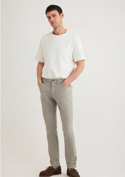 Jake Mavi Black Sisli Gri Gabardin Pantolon 0042286582