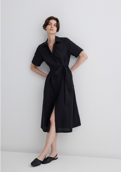 Siyah Midi Elbise 1310508-900