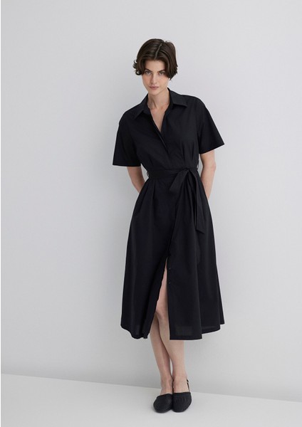 Siyah Midi Elbise 1310508-900