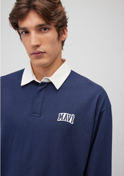 Mavi Logo Baskılı Lacivert Polo Sweatshirt 0S10172-70497