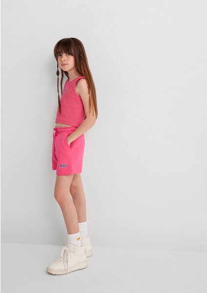 Mavi Logo Baskılı Pembe Şort 7410002-71111