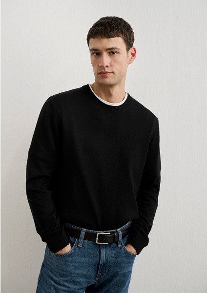 Kaşmir Karışımlı Siyah Kazak 0710186-900