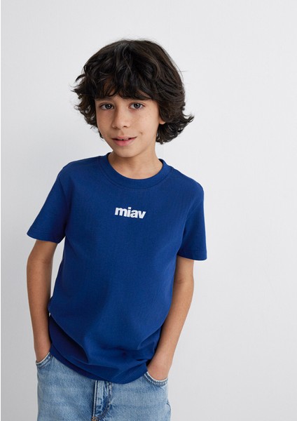 Miav Baskılı Lacivert Çocuk Tişört 6633270722