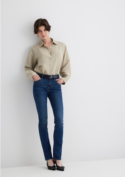 Mona Gold Klasik Vintage Koyu Mavi Jean Pantolon 1049787784