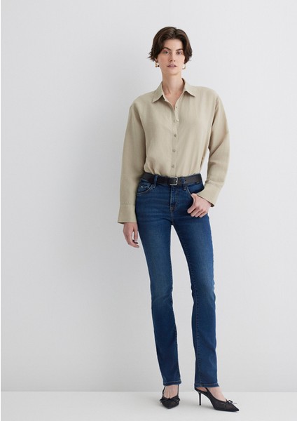 Mona Gold Klasik Vintage Koyu Mavi Jean Pantolon 1049787784