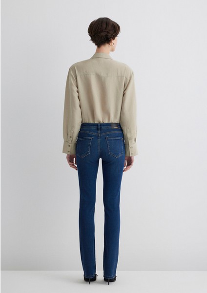 Mona Gold Klasik Vintage Koyu Mavi Jean Pantolon 1049787784