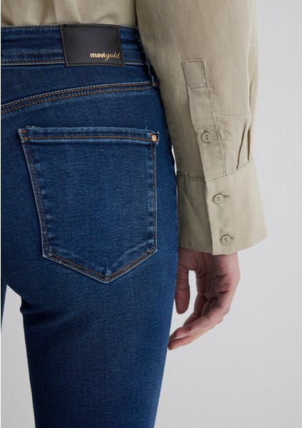 Mona Gold Klasik Vintage Koyu Mavi Jean Pantolon 1049787784