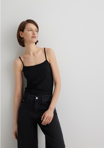 İnce Askılı Siyah Basic Atlet 1612378-900