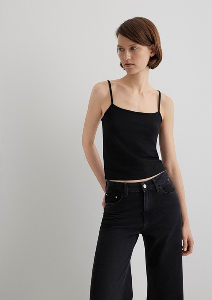 İnce Askılı Siyah Basic Atlet 1612378-900