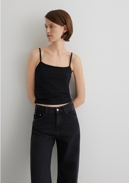 İnce Askılı Siyah Basic Atlet 1612378-900