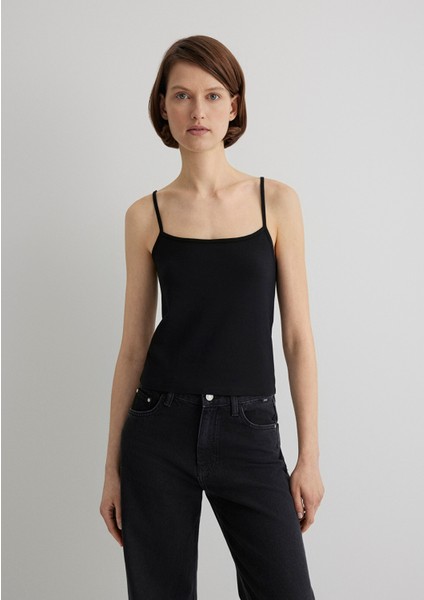 İnce Askılı Siyah Basic Atlet 1612378-900