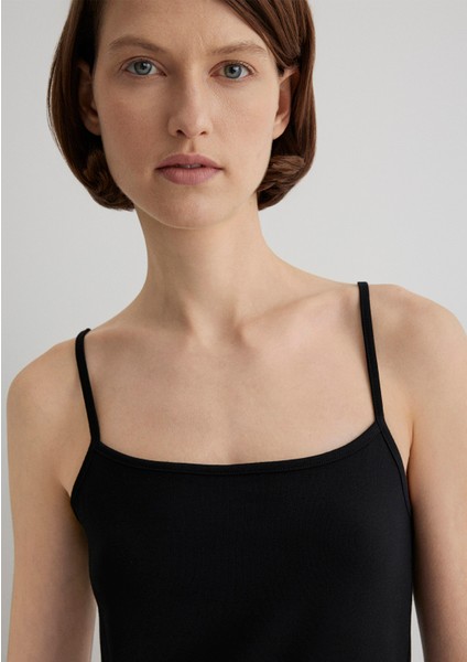 İnce Askılı Siyah Basic Atlet 1612378-900