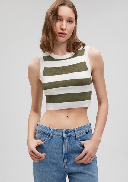 Çizgili Crop Triko Top 1710098-87120