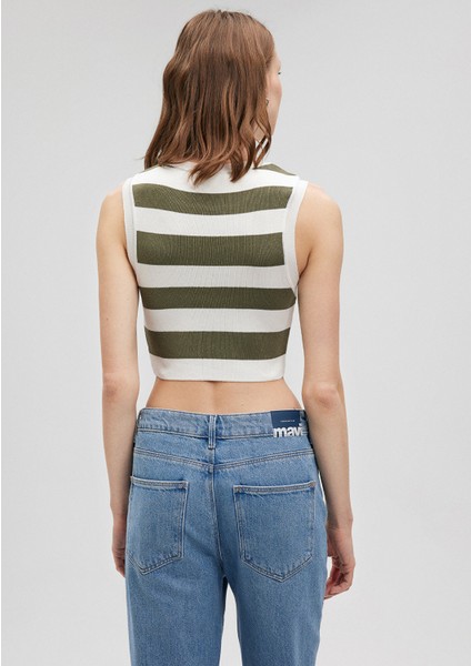 Çizgili Crop Triko Top 1710098-87120