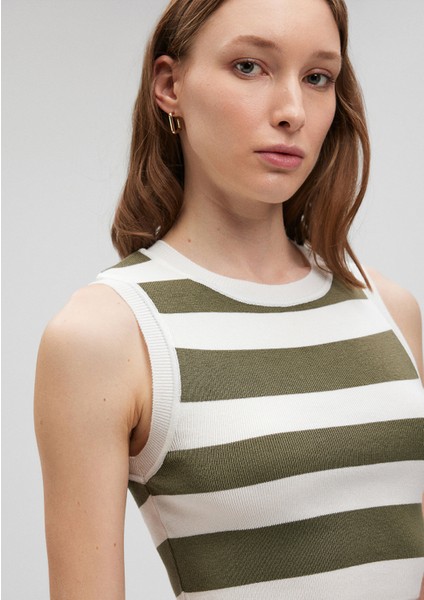 Çizgili Crop Triko Top 1710098-87120