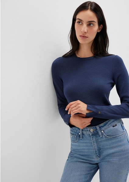 Bisiklet Yaka Lacivert Kazak 1710510-82454