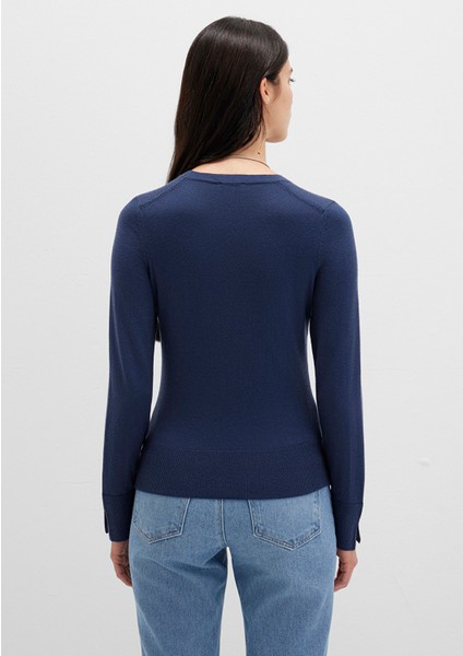 Bisiklet Yaka Lacivert Kazak 1710510-82454