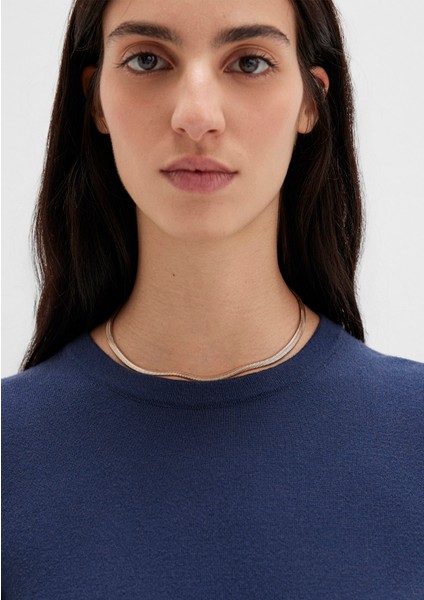 Bisiklet Yaka Lacivert Kazak 1710510-82454