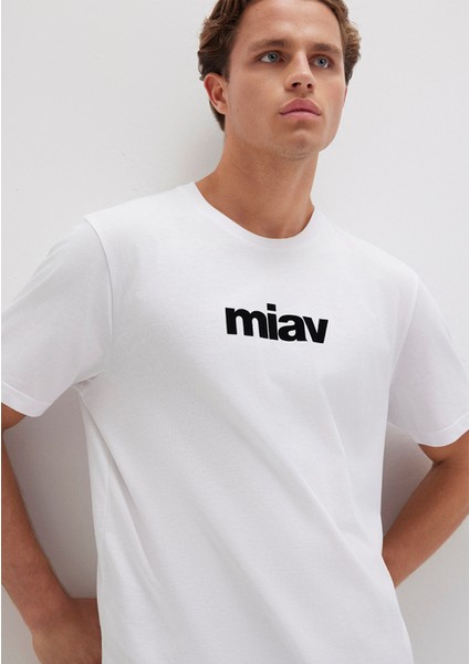 Siyah Miav Baskılı Beyaz Tişört 067153-602