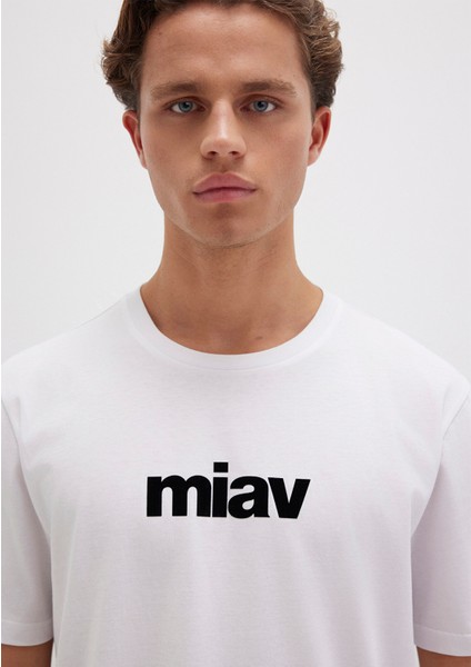 Siyah Miav Baskılı Beyaz Tişört 067153-602