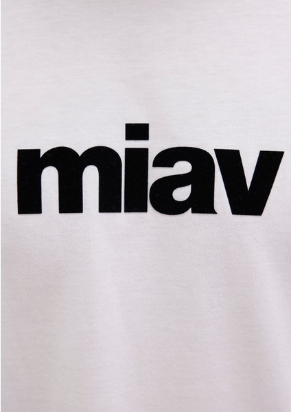 Siyah Miav Baskılı Beyaz Tişört 067153-602