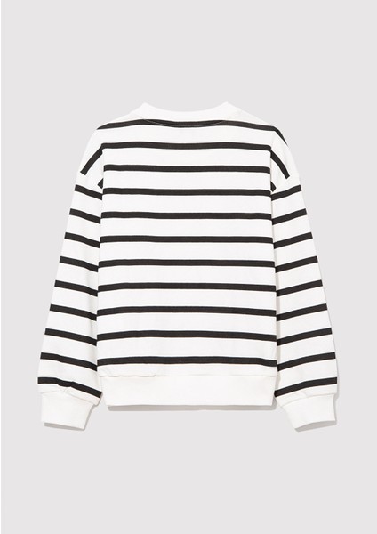 Mavi Logo Baskılı Siyah Çizgili Sweatshirt 7S10038-900