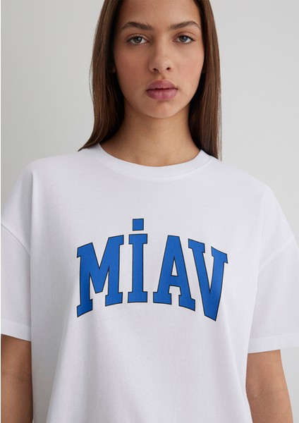 Miav Baskılı Beyaz Tişört 1612457-620