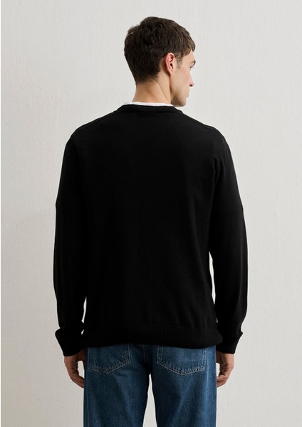 Kaşmir Karışımlı Siyah Kazak 0710186-900