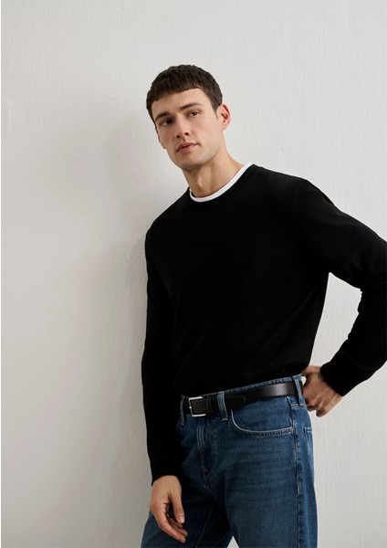 Kaşmir Karışımlı Siyah Kazak 0710186-900