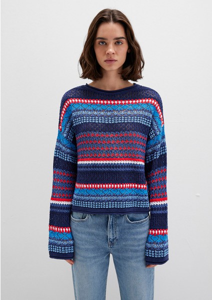 Jakarlı Lacivert Kazak 1710329-70491