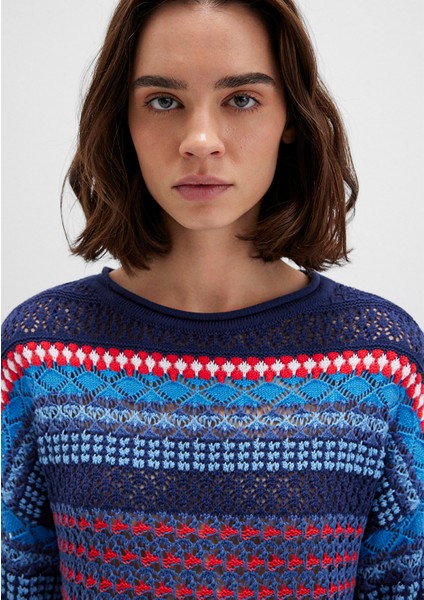 Jakarlı Lacivert Kazak 1710329-70491